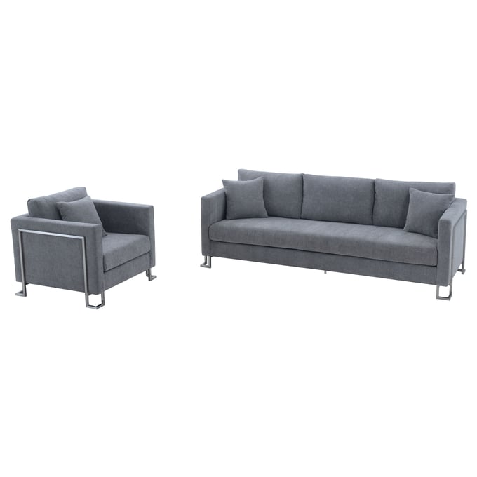 Luxur Living Dahihanda Gray 2pc Sofa and Chair Set LUX-SETHTGREY2PC