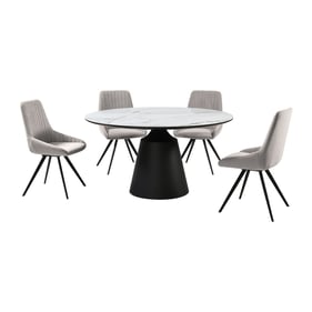 Luxur Living Dharagiri Gray Round Top 5pc Dining Room Set