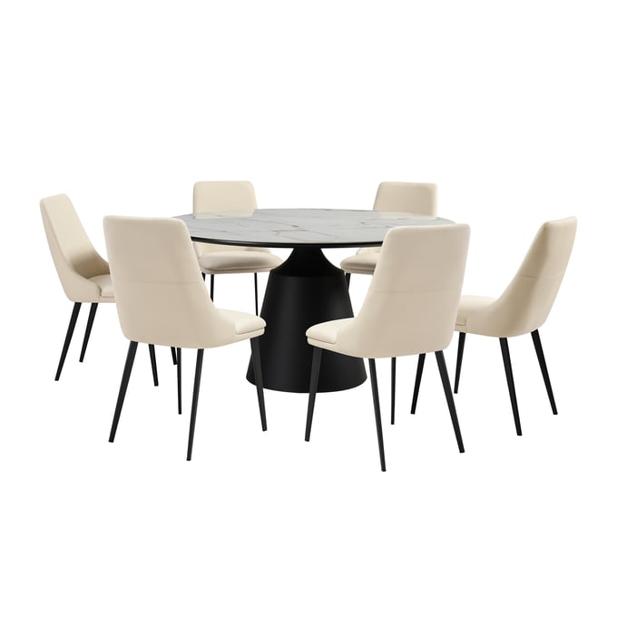 Luxur Living Chinchoti Beige 7pc Dining Room Set LUX-SETKNGE7BB