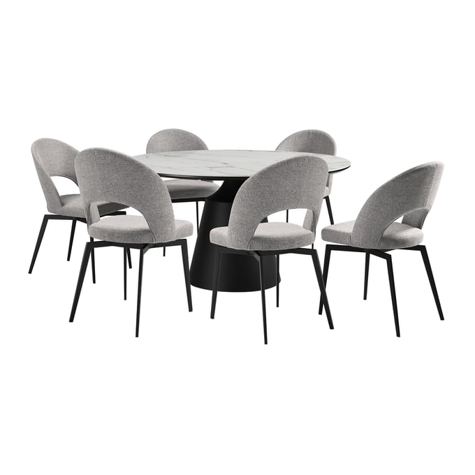 Luxur Living Dharagiri Gray 7pc Dining Room Set LUX-SETKNLU7GB