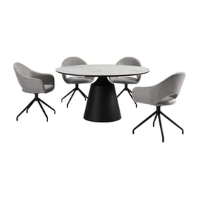 Luxur Living Dharagiri Gray Round 5pc Dining Room Set