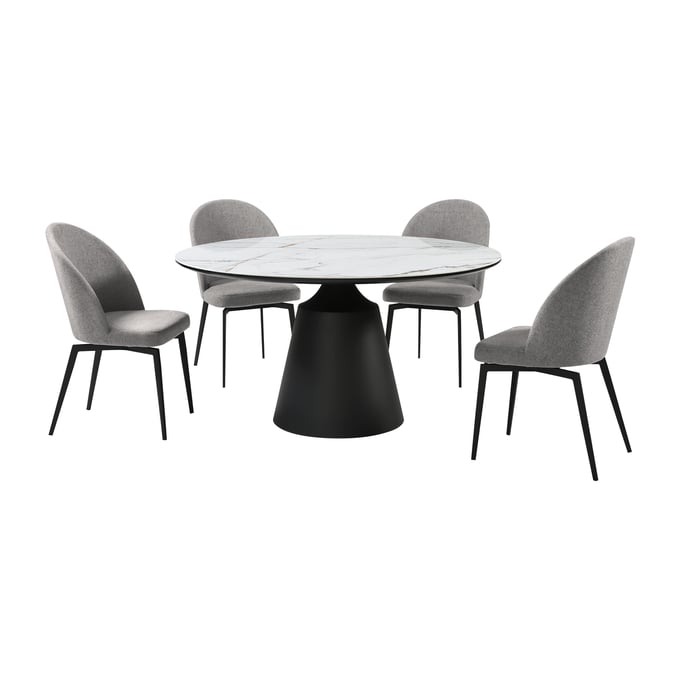 Luxur Living Dharagiri Gray Modern 5pc Dining Room Set LUX-SETKNSN5GB