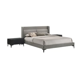 Luxur Living Dholkyachi Gray 3pc Fabric Queen Platform Bed and Nightstands ...