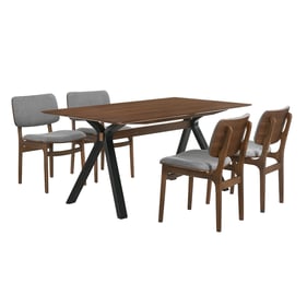 Luxur Living Dharul Lima Gray Walnut 5pc Rectangular Dining Set