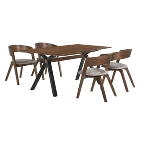 Luxur Living Dharul Jackie Brown Walnut 5pc Rectangular Dining Set