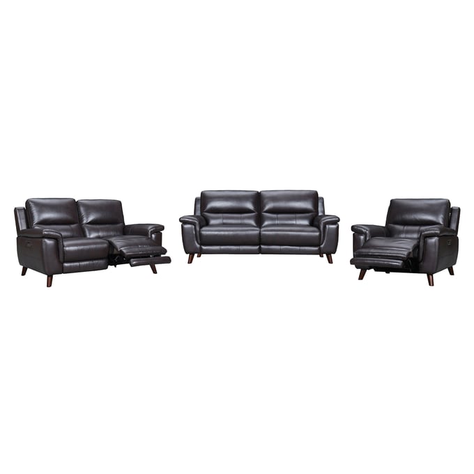 Luxur Living Diwanzari Brown Power 3pc Living Room Set with USB LUX-SETLZBR3