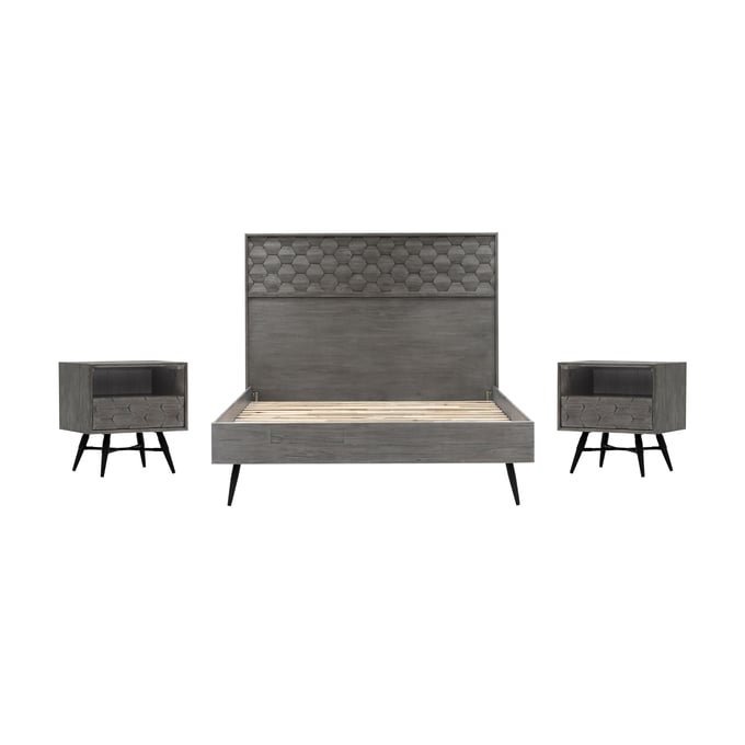 Luxur Living Gadhala Grey 3pc Queen Bedroom Set LUX-SETMKBDQN3A