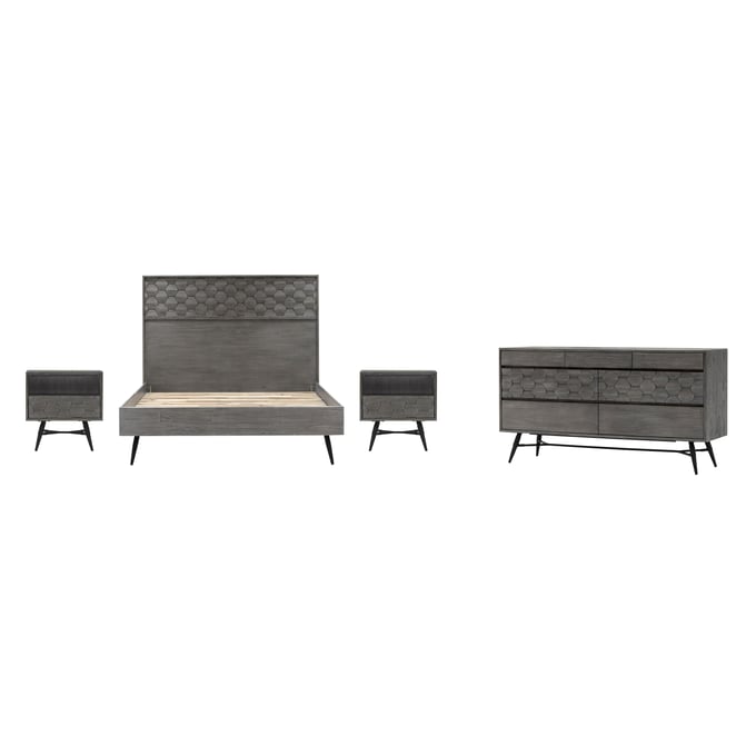 Luxur Living Gadhala Grey 4pc Queen Bedroom Set LUX-SETMKBDQN4A