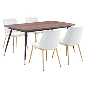 Luxur Living Gaul White Walnut 5pc Dining Set