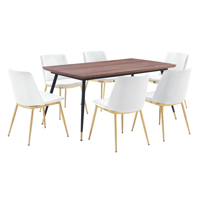 Luxur Living Gaul White Walnut 7pc Dining Set LUX-SETMSDIWHT7E