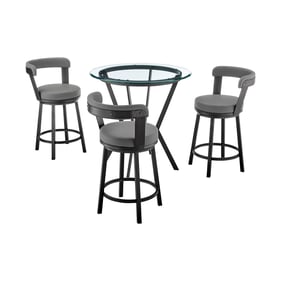 Luxur Living Gongla Gray Faux Leather 4pc Counter Height Dining Set