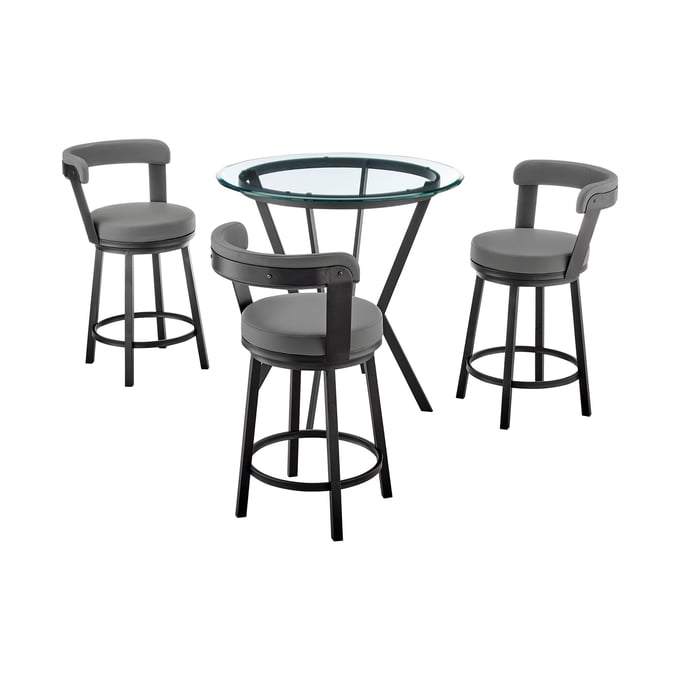 Luxur Living Gongla Gray Faux Leather 4pc Counter Height Dining Set LUX-SETNMBYGRBL4