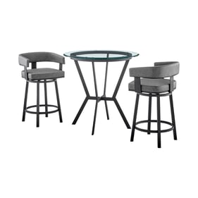 Luxur Living Naomi Lorin Gray Black 3pc Counter Height Dining Set