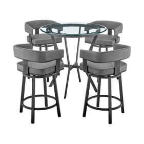 Luxur Living Naomi Lorin Gray Black 5pc Counter Height Dining Set