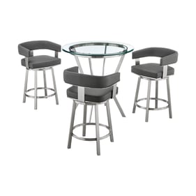 Luxur Living Gongla Gray 4pc Glass Top Counter Height Dining Set