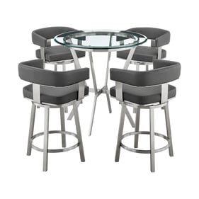 Luxur Living Gongla Gray 5pc Glass Top Counter Height Dining Set