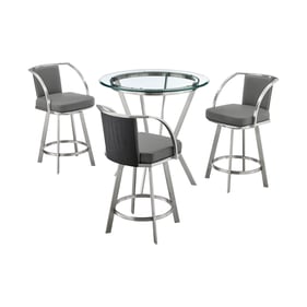 Luxur Living Gongla Gray Glass Top 4pc Counter Height Dining Set