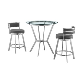 Luxur Living Gongla Gray 3pc Round Counter Height Dining Set