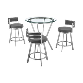 Luxur Living Gongla Gray 4pc Round Counter Height Dining Set