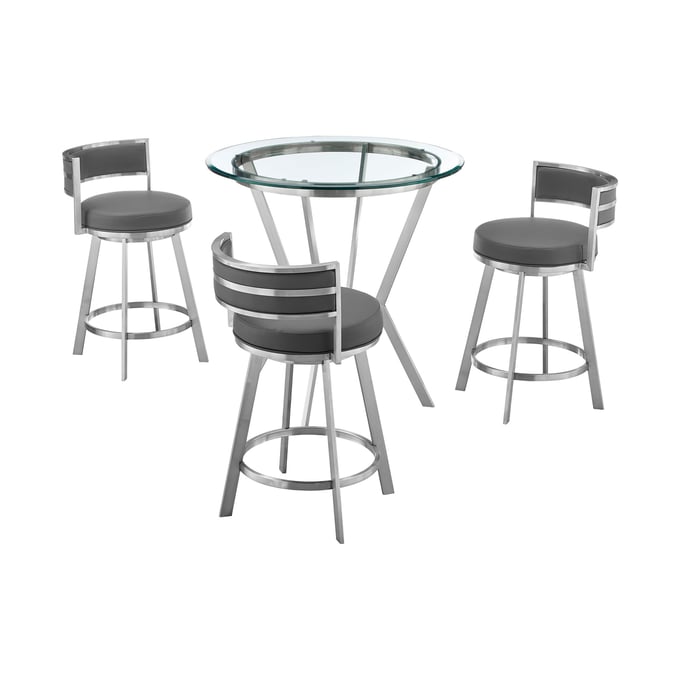 Luxur Living Gongla Gray 4pc Round Counter Height Dining Set LUX-SETNMRMGRBS4