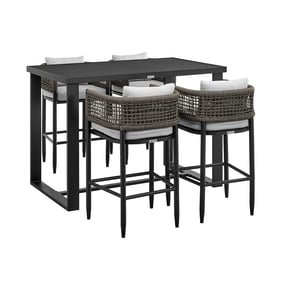 Luxur Living Agikhed Black Outdoor Patio 5pc Bar Table Set