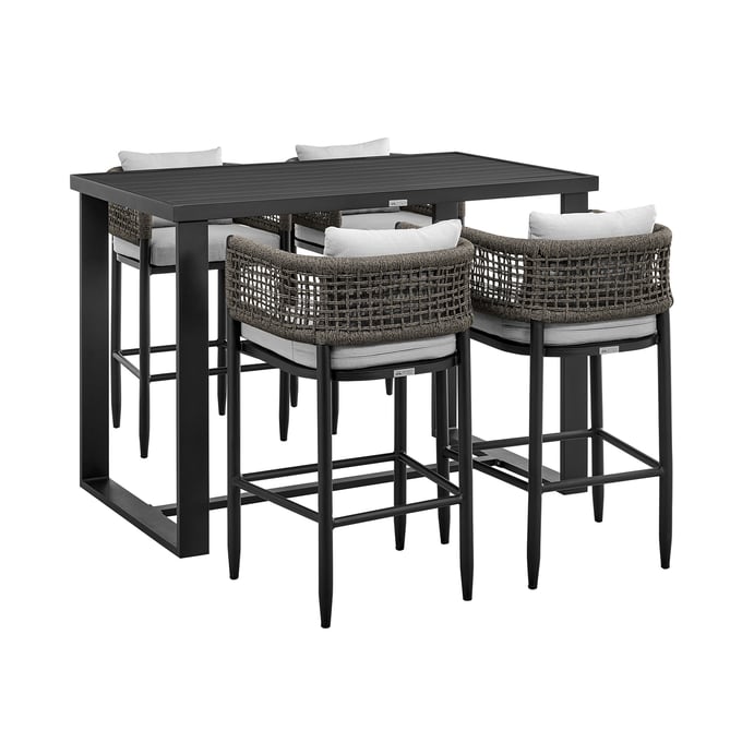 Luxur Living Agikhed Black Outdoor Patio 5pc Bar Table Set LUX-SETODAFBL30