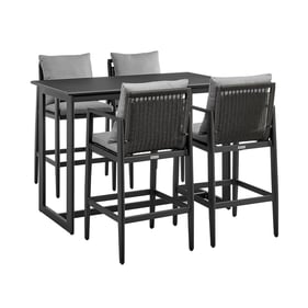 Luxur Living Bhagwati Dark Grey Outdoor Patio 5pc Bar Table Set