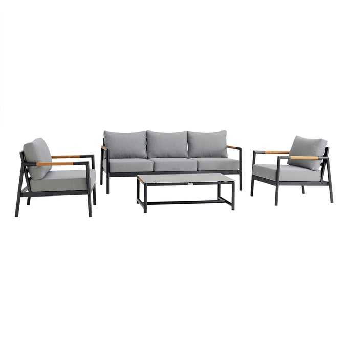 Luxur Living Bibthar Dark Gray 4pc Outdoor Seating Set LUX-SETODCRBL