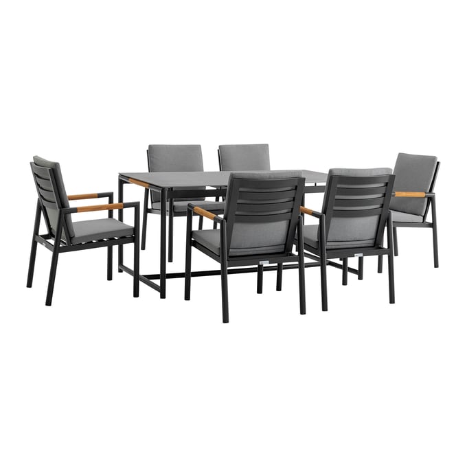 Luxur Living Bibthar Dark Gray Black 7pc Outdoor Dining Set LUX-SETODCRDIBL7