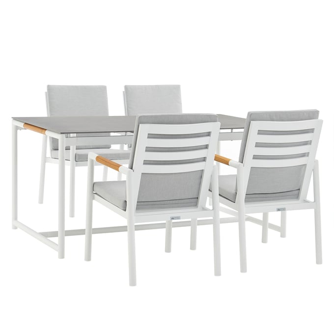 Luxur Living Bibthar Light Gray White 5pc Outdoor Dining Set LUX-SETODCRDIWH5