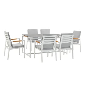 Luxur Living Bibthar Light Gray White 7pc Outdoor Dining Set