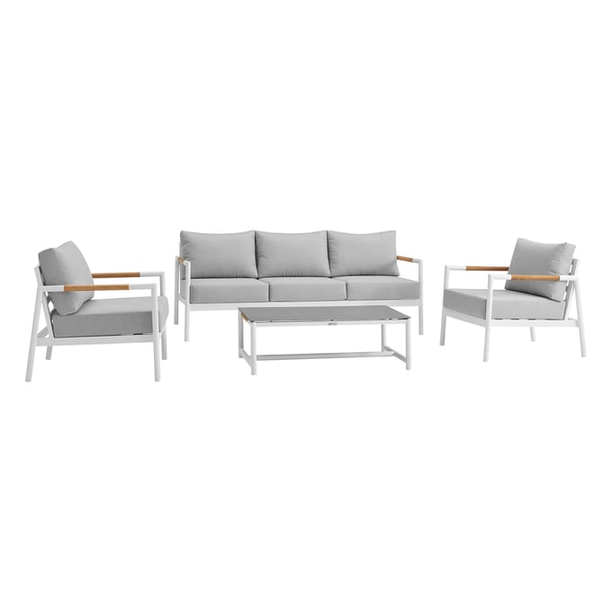 Luxur Living Bibthar Light Gray 4pc Outdoor Seating Set LUX-SETODCRWH