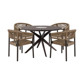 Luxur Living Hatgaon Brown Round 5pc Outdoor Patio Dining Set