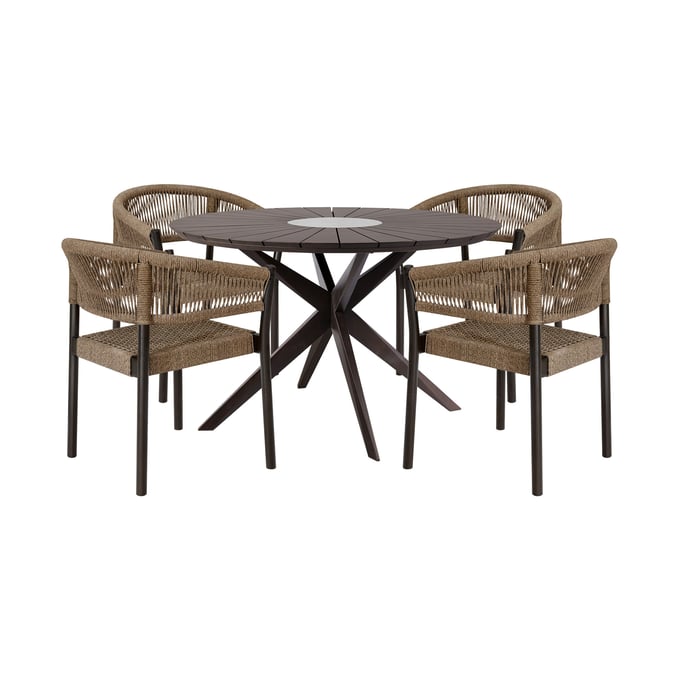 Luxur Living Hatgaon Brown Round 5pc Outdoor Patio Dining Set LUX-SETODDO5TRU