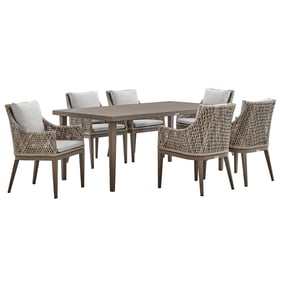 Luxur Living Dabki Beige Gray 7pc Aluminum Outdoor Dining Set