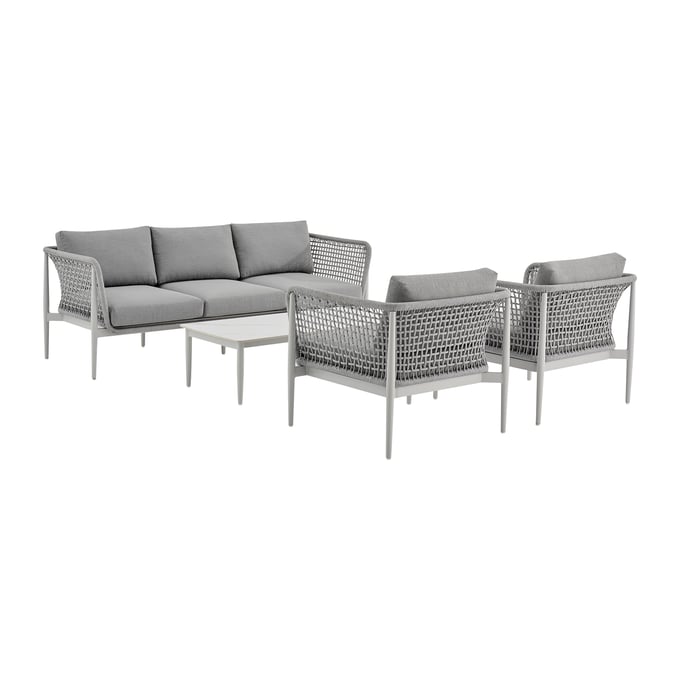 Luxur Living Jogalkhed Light Gray Outdoor Patio 4pc Conversation Set LUX-SETODRH4GRY