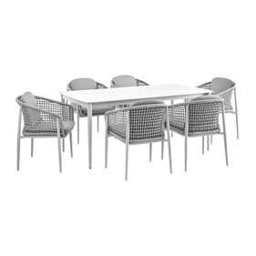 Luxur Living Jogalkhed Light Gray Outdoor Patio 7pc Dining Set