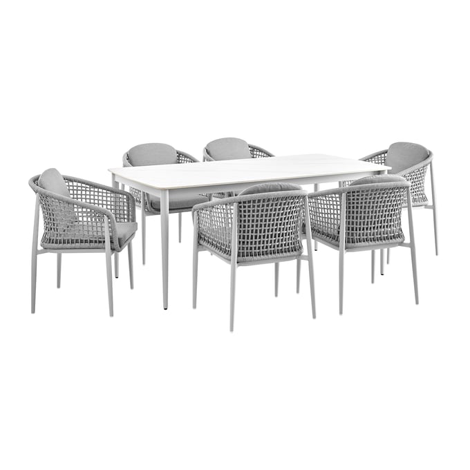 Luxur Living Jogalkhed Light Gray Outdoor Patio 7pc Dining Set LUX-SETODRH7GRY