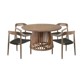 Luxur Living Changephal Light Brown Charcoal Outdoor 5pc Dining Set