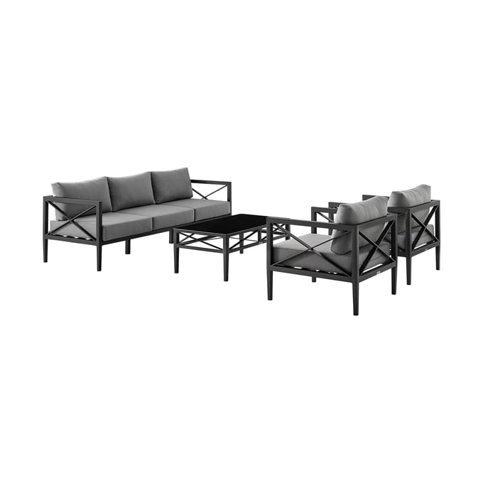 Luxur Living Karanji Dark Grey 4pc Outdoor Set LUX-SETODSODKGR