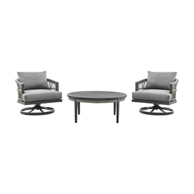 Luxur Living Khetri Earl Gray Swivel Outdoor Patio 3pc Seating Set