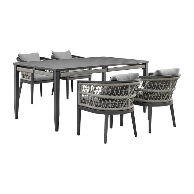 Luxur Living Khetri Earl Gray Outdoor Patio 5pc Dining Set LUX-SETODZE5GRY