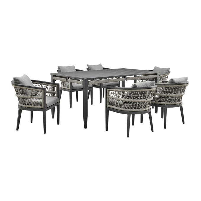 Luxur Living Khetri Earl Gray Outdoor Patio 7pc Dining Set LUX-SETODZE7GRY