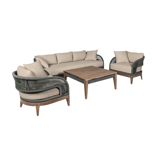 Luxur Living Hayatpur Taupe Brown Outdoor Patio 4pc Conversation Set LUX-SETOR4EUCTP