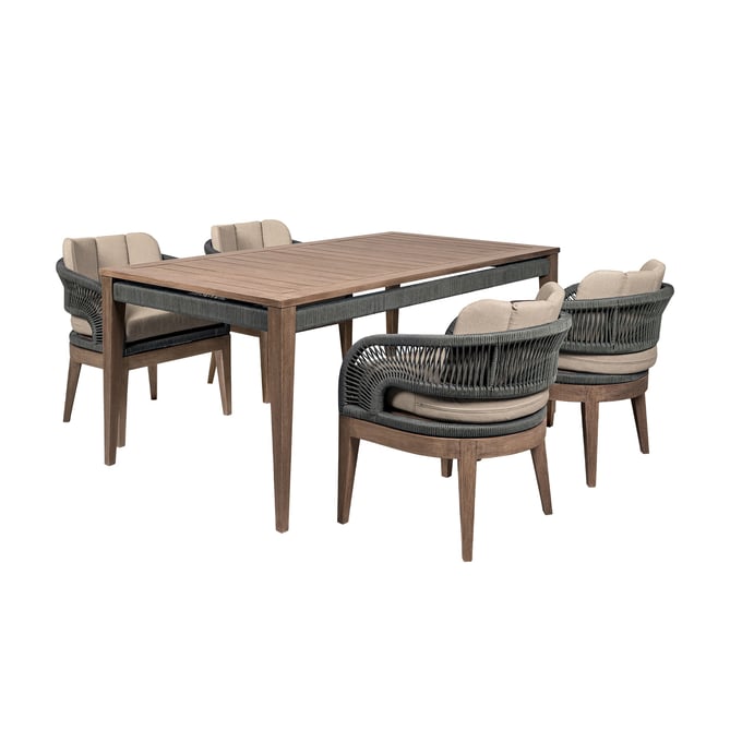 Luxur Living Hayatpur Taupe Brown Outdoor Patio 5pc Dining Set LUX-SETORDI5EUCTP