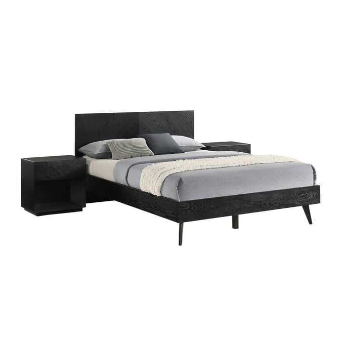 Luxur Living Isafpur Black 3pc Bedroom Set with Queen Bed LUX-SETPTBLKQN3