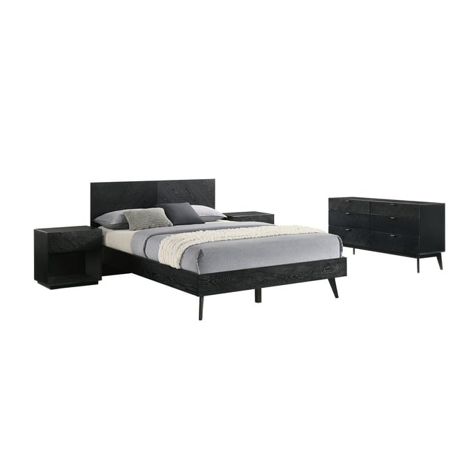 Luxur Living Isafpur Black 4pc Bedroom Set with Queen Bed LUX-SETPTBLKQN4