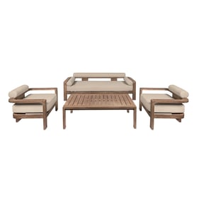 Luxur Living Jitapur Taupe Brown Outdoor Patio 4pc Conversation Set