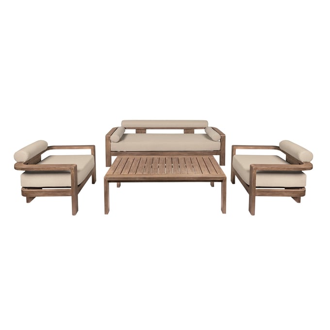 Luxur Living Jitapur Taupe Brown Outdoor Patio 4pc Conversation Set LUX-SETRE4EUCTP