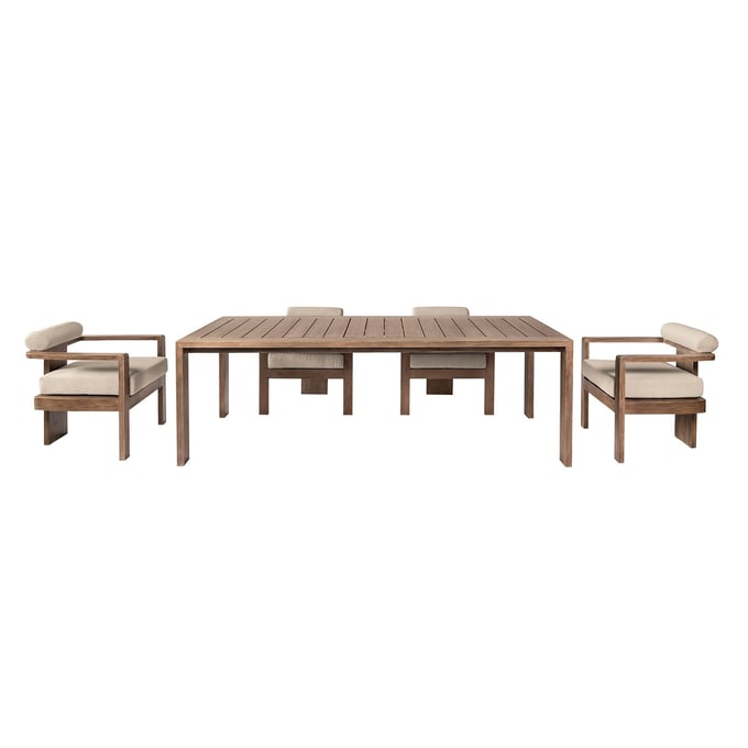 Luxur Living Jitapur Taupe Brown Outdoor Patio 5pc Dining Set LUX-SETREDI5EUCTP